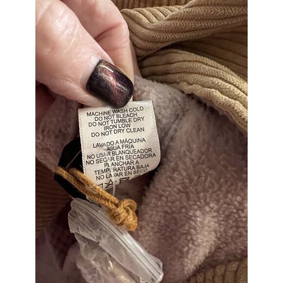 Love Tree Womens Jacket Size M Medium Tan Corduroy Reversible Shacket Pink Plaid - Picture 5 of 7